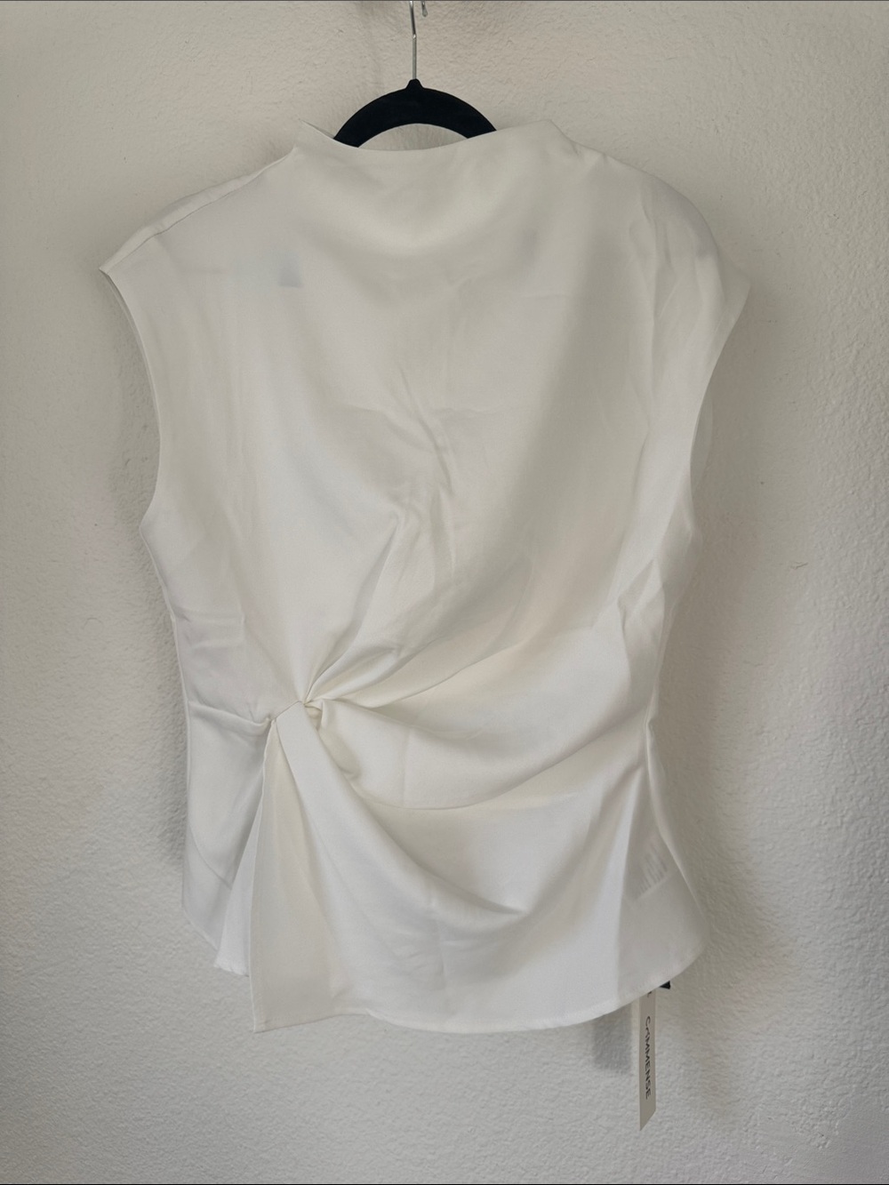 Commense Cream Sleeveless Twist-Knot Back Top